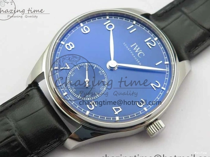 MIROTIME 0112 TimelessDesign Portuguese IW358304 ZF 1:1 Best Edition SS Blue Dial on Leather Strap A 7078